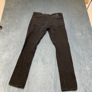 ROK Hand Crafted Jeans Mens 36x32 Black Denim Skinny Leg Moto Ribbed Streetwear